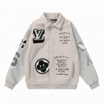 b35 Lv毛驴打棒球毛巾绣棒球服外套夹克 高克重面料手感细腻柔软 搭配荔枝纹皮革尽显高档 ，重工五金辅料 M L Xl Xxl