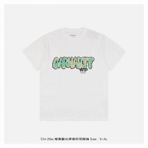 carhartt 卡哈特 25Ss 渐变融化字母印花短袖 面料采用 克重精梳棉 定制32支1*1螺纹 成衣两遍水洗处理 面料舒适亲肤无异感 定制定染面料 纺织密