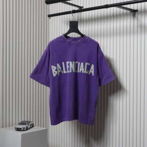 balenciaga 巴黎世家 25Ss 水洗美纹纸胶带炒色破洞短袖T恤 夏日多巴胺水洗美纹纸黄胶带破坏系列胸口印花采用康丽数码直喷工艺 字母褶皱感形态逼真 字