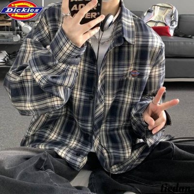 迪克斯Dickies春夏季新款，男女同款宽松高品质涤棉混纺百搭格子衬衫，男士格纹衬衣薄款外套上衣！ 颜色:图色 尺码:S-3Xl