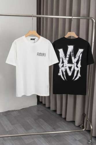 x049 Amiri 40Ss新款T恤，前后图案+字母Logo印花工艺，采用260克双纱全棉面料，面料柔软，潮流时尚百搭，男女同款。颜色: 黑色，白色，尺码:M
