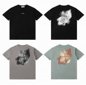 1075 白底图 Stone Island石头岛Ss24Cleanft纯色 Dirtyft后背印花徽标印花圆领套头短袖T恤 面料：240G纯棉双纱面料 辅料：全