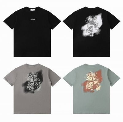 1075 白底图 Stone Island石头岛Ss24Cleanft纯色 Dirtyft后背印花徽标印花圆领套头短袖T恤 面料：240G纯棉双纱面料 辅料：全