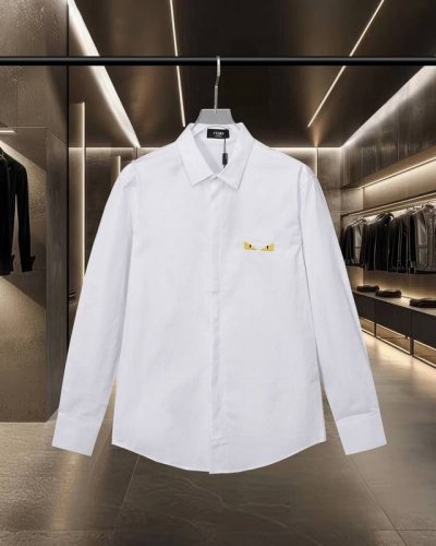 fendi 芬迪 爆款来袭 胸前恶魔小眼睛后背中空双F绣花长袖衬衫 2025Ss官网新款长袖 衬衫 衬衣，精美工艺绣花Logo 高端版本，专柜定制面料 透气舒适