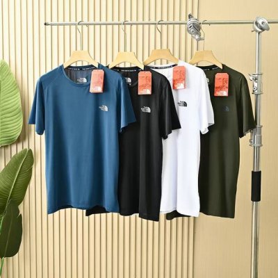 北面Tnf夏季男款四色休闲锦纶面料弹力速干冰爽滑轻薄T恤衫短袖 尺码:M,L,Xl,2Xl,3Xl, 颜色:白色,黑色，军绿，宝蓝 高端面料，四色爆炸开抢，疯狂