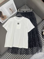 Chane* 25Ss新款T恤半身裙套装 双C印花半身裙 休闲款 单色三码Smla807p
