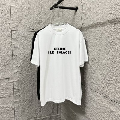 celi*Ne 塞琳 2025春夏款 简约字母 立体硅胶工艺 个性Logo 定制双纱平纹纯棉面料 短袖T恤 男女同款. 尺码 S 90-130斤 M 120-1