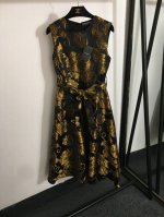 款号20252979 Dg*新款 亮丝提花背心连衣裙 配腰带 金色 S-Xxl S码 胸围86 腰围70 总长113