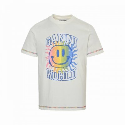 ganni 25Ss 彩虹笑脸印花短袖 如果你还不认识来自哥本哈根的Ganni 那真的要告诉你 这个牌子穿过的明星实在是太多了 韩潮顶流加持和她独具特色的笑脸