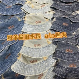 重工牛仔款Alo 磨烂做旧牛仔渔夫