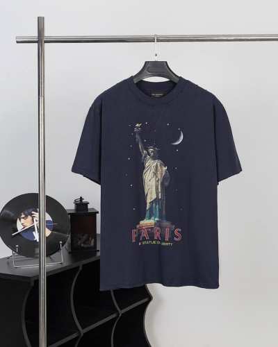 款号#Bl12 高品质 Balenciga 巴黎世家 自由女神短袖T恤 ，采用数码直喷后幅绣花，磨破工艺 纯棉柔软面料，对色定染面料，超精细平网印花工艺，潮流感