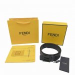 Nfc芯片防伪 顶级版本 fendi芬迪平滑扣-牛皮-皮带黑色-男款-宽4Cmff Squared腰带-Ff腰带-黑色灰色皮革两面用腰带-官网在售价 p20,7