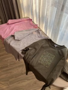 Loewe刺绣T恤 件 颜色 粉色 灰色 橄榄绿 尺码 Sml