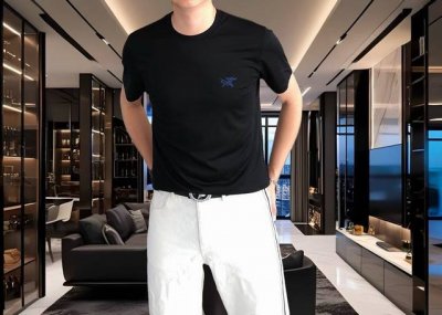 始祖鸟2025春夏新款原单男士圆领短袖T恤 高端定制 时尚百搭 柜台同步售卖 立体刺绣Logo图案设计 客供定制进口天丝液氨棉面料，穿着亲肤舒适 面料柔软透气