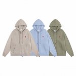 P350Ami新款新配色爱心刺绣拉链连帽卫衣男女同款 对版1:1定制彩纱全棉面料420克 高密度罗纹拼接完成 插肩袖宽松廓形裁剪 质感厚实触之柔软舒适 高品质好