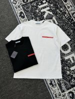 prada 普拉达 25Ss 经典简约男女情侣款硅胶皮标Logo短袖T恤 轻奢主义，男女日常通勤穿搭必备单品，正确版本，随意对比！ 购入原版开模打造，面料采用2