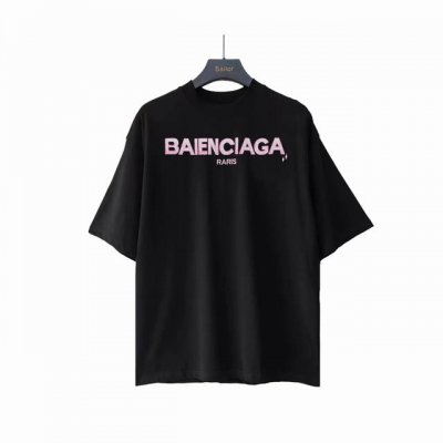 实拍细节图+尺码表 balsenciaga巴黎世家彩色渐变小方格绣花短袖 最高版本 定制面料270克100%双纱棉 彩色渐变小方格绣花 辅料 开模原版过鉴定领标