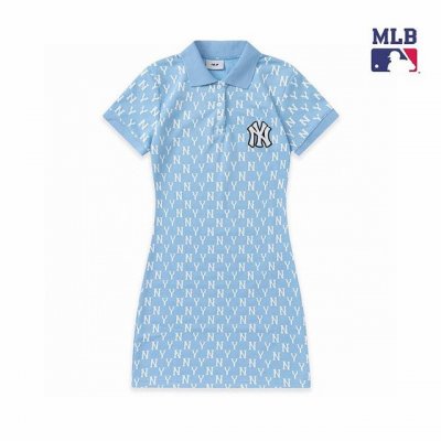 高端品质Mlb Ny洋基队 polo裙款 最新款专柜同步经典袖口万针刺绣标 Mlbpolo领中长款修身运动连衣裙~贸易公司单 天猫 柜子售价1170Rmb 纯棉