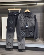 上衣 款号-Mx011 裤子160 款号-Mx012 Louis Vuitton 路易 威登 渐变暗纹大印花黑灰牛仔外套