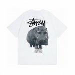 款号Hn785 高品质版本，区别通货 斯图西Stussy 河马Ogo印花图案休闲圆领短袖T恤 男女同款 -面料精选32支230克双纱面料 手感柔软舒适 吸汗透气