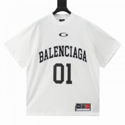 Balenciaga 巴黎世家 新款刺绣01号篮球短袖 前面刺绣釆用田岛绣花机刺绣加印花，左下角车章仔，后片印花。砖柜同步.第一时间正品研制，面料采用巴黎Zp定