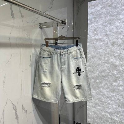 Ch十字架刺绣休闲五分牛仔短裤 码数:S.M.L.Xl