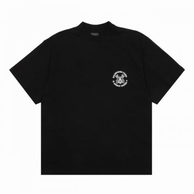 balenciag* 巴黎世家 胸口交叉钥匙水洗做旧印花短袖 高克重面料成衣洗水炒雪花工艺 重度做旧泛白效果 宽松版型 尺码Xs-L