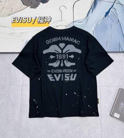 王一博同款，桂子在售 + ， 客订款，对标原版 ！ Evisu 福神 大M经典手扫图案印花搭配Evisu字母绣花， 简约而不简单，出街时尚单品。正面右侧经典的标
