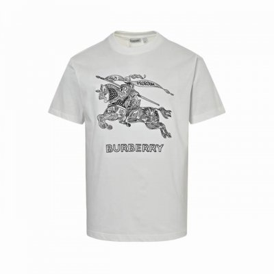 burberry 巴宝莉 骑士战马刺绣短袖 面料采用240克双纱纯棉面料+2X2配套螺纹，，订染颜色后整蚀毛处理， 对照原版做丝滑超柔处理， 布面肌理股线清晰明