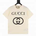 p100 gucci/古驰双G基础双环倒扣Logo印花短袖 面料采用32支双纱平纹无尘蚀毛针织棉，原版订制染色，采用环保活性染料恒温染，保证布头跟布尾颜色色光均