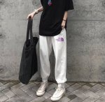 The North Face北面春季超百搭紫色小标螺纹运动卫裤束脚裤收脚裤休闲裤 ｜无敌版型｜｜男女同款｜ 面料采用超高品质华棉 最大的优点就是亲肤性跟保形性好