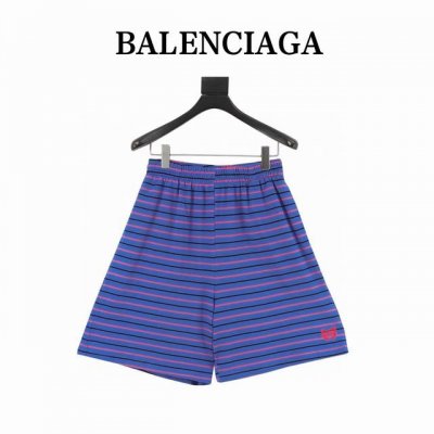 balenciaga 巴黎世家 双B麦穗刺绣条纹短裤 原版开模 棉质珠地面料 胸部饰以艺术作品刺绣 平翻领 刻字门襟纽扣 翻边短袖 全套辅料配备 纯棉质珠地材质