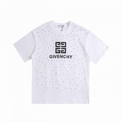 上新 高版本 Givenchy纪梵希Givenchy字母压皮重工高温烫钻短袖 最高版本！定制面料 克双纱！滴胶+高温烫钻！ 辅料：开模原版过鉴定领标100%真丝