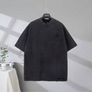 b183# 市场顶级品质 Balenciaga 巴黎世家2025Ss 经典麦穗Logo涂鸦印花水洗磨破做旧短袖T恤 印花采用进口椭圆机直喷工艺 Logo采用进口