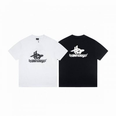 款号 Y093 balenciga巴黎世家 幻影双Logo经典图案印花短袖T恤.砖柜同步.第一时间正品研制 欢印对比面料采用巴黎Zp定织定染全棉双纱紧密棉.采用