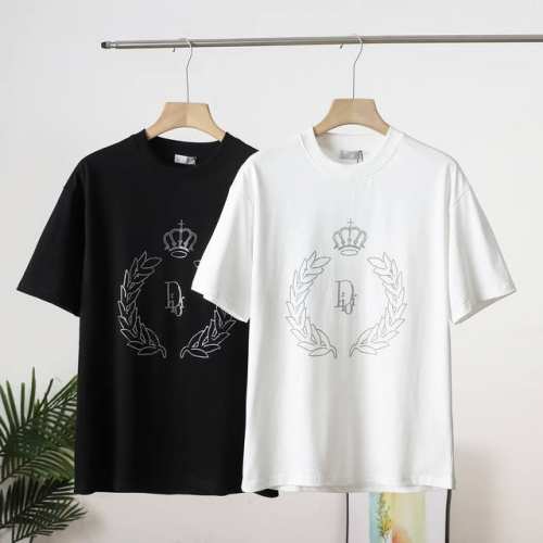 p250~专柜还原顶级复刻版●【顶级版本】【最高品质】Dior迪奥2025新款烫钻皇冠Logo短袖T恤 高品质高版本原版面料 网红明星同款 纯棉面料 32支双丝