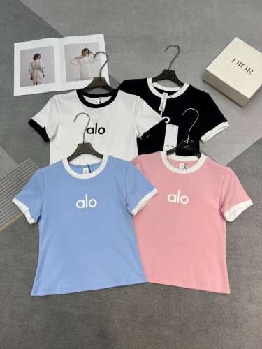 高品质Alo 25夏季系列 独家首发单品 时尚简约撞色设计T恤 采用弹力棉Ｔ恤面料 立体胶印点缀 定制织带设计 细节看得到的品质 Sml