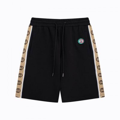 古驰 Gucci 夏季新款 侧边字母Logo织带反光条毛圈五分短裤 专柜定制纯棉面料 超级质感柔软透气 时尚男女同款休闲短裤 Color: 黑色 杏色 Size