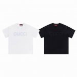 gucci 古驰 经典同色隐色刺绣Logo字母情侣圆领短袖T恤-顶级原单版本 Color：黑色 白色 Size：S M L Xl Number：250331 选