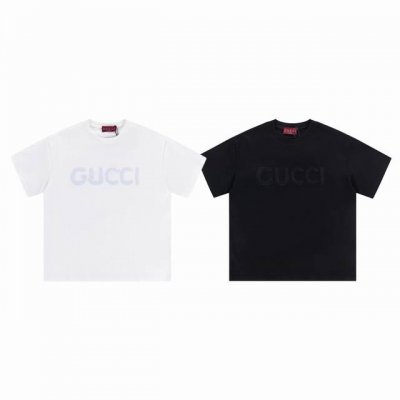 gucci 古驰 经典同色隐色刺绣Logo字母情侣圆领短袖T恤-顶级原单版本 Color：黑色 白色 Size：S M L Xl Number：250331 选