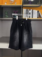 150 ch高版本克罗心Chrome Hearts 2025春夏新款十字贴布水洗喷马溜短裤，重洗水炒色+喷马溜+贴布绣 印花工艺：贴布绣 间色喷马溜工艺 颜色：