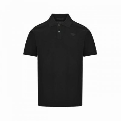 prada 普拉达 24Ss 基础三角标polo短袖 黑色 原版5650购入，220G订制订染全棉珠地面料，采用高支长绒棉珠地布。水洗预缩＋酵素除毛，手感非常舒