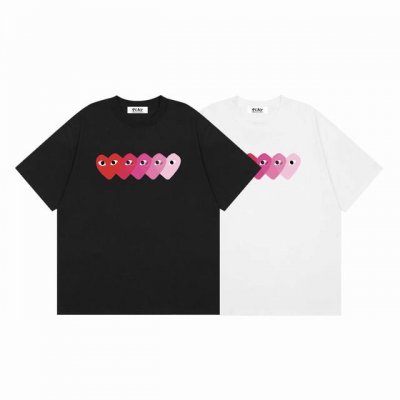 comme Des Garcons川久保玲play 重叠爱心印花夏季短袖T恤衫 颜色： 白色 黑色 尺码：M L Xl Xxl 价格p： 三标齐 款号：Cj31
