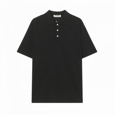 minmin 2025Ss新款 今年Miu最火的一款polo！贴布绣花 藏青色的颜色不管内搭还是单穿都很好看！ 100%纯棉珠地棉，搭配贝母扣！面料带一点点光泽