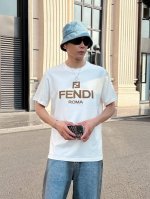 Fend*芬家 2025春夏新款男女同情侣款休闲宽松棉质圆领短袖T恤衫！贸易公司渠道稀出，同步官网发售 ！ 2025春夏最新系列，经典时尚设计元素，为全新系列注