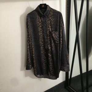 款号20253260 Balenciag*新款 豹纹印花 气质长袖休闲衬衣 咖色 Sml S码 肩宽63 胸围,140 袖长54 衣长84-89