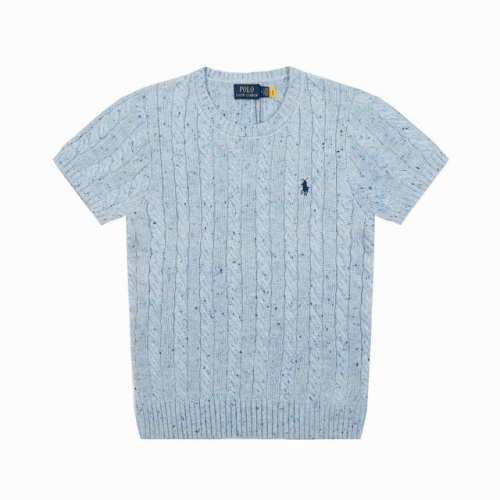 顶级品质 款号：Ds058# 全年不下架 拉夫劳伦Ralph Lauren羊毛混纺小马刺绣Logo麻花针织短袖 拉夫劳伦Ralph Lauren渐变多彩色点百搭