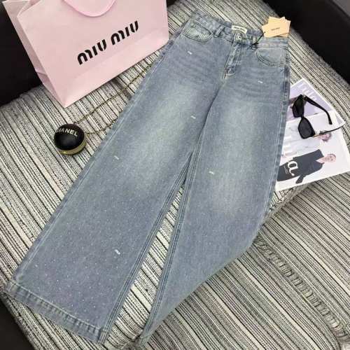 强烈推荐 25年早春夏系列 Miu*新款满钻设计牛仔直筒裤 Sml