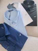 Haiyu 阿玛尼衬衫，春秋新品 高级定制 最经典净色通勤百搭帅气的衬衫 一贯的好版型 利落而干练 采用进口高品质纤维弹性面料 柔顺如糯 手感细腻 上身超级舒服