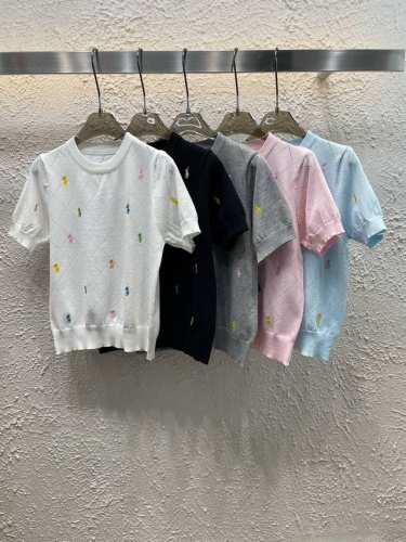 100 Ralph Lauren 拉夫劳伦Rl彩色小马刺绣菱格镂空针织短袖 款号：25670103069 颜色：白色 黑色 灰色 粉色 蓝色 尺码：均码 80-